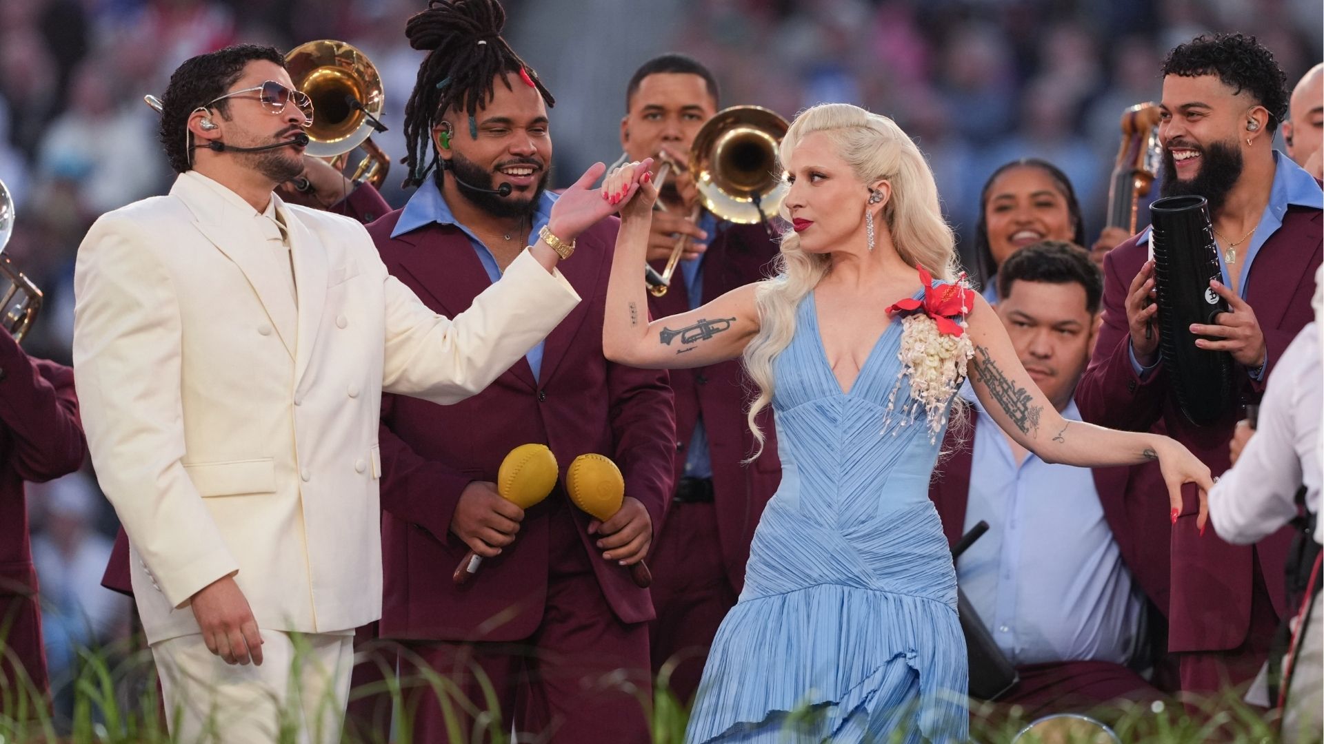 Bad Bunny and Lady Gaga at Super Bowl LX halftime show