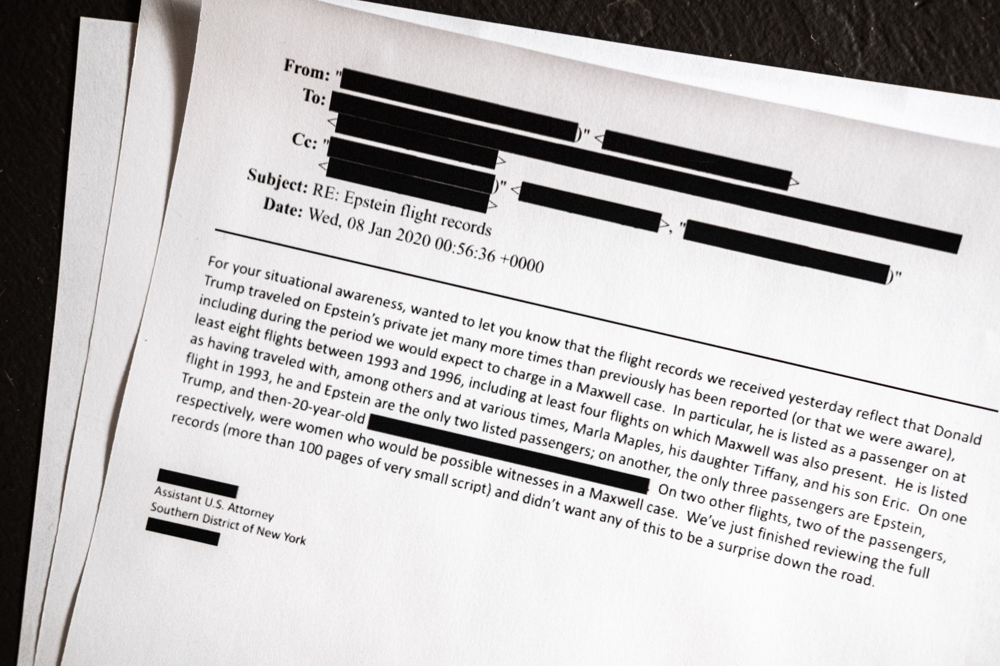 Documentos desclasificados de Epstein