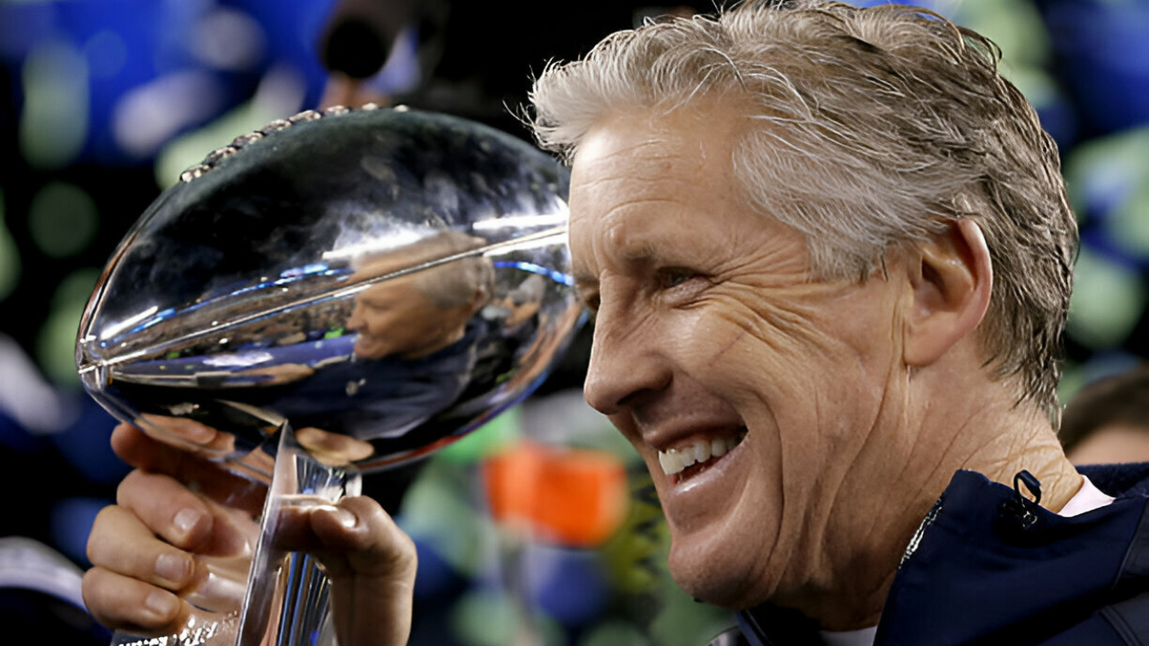 Pete Carroll Celebrating at Super Bowl LX