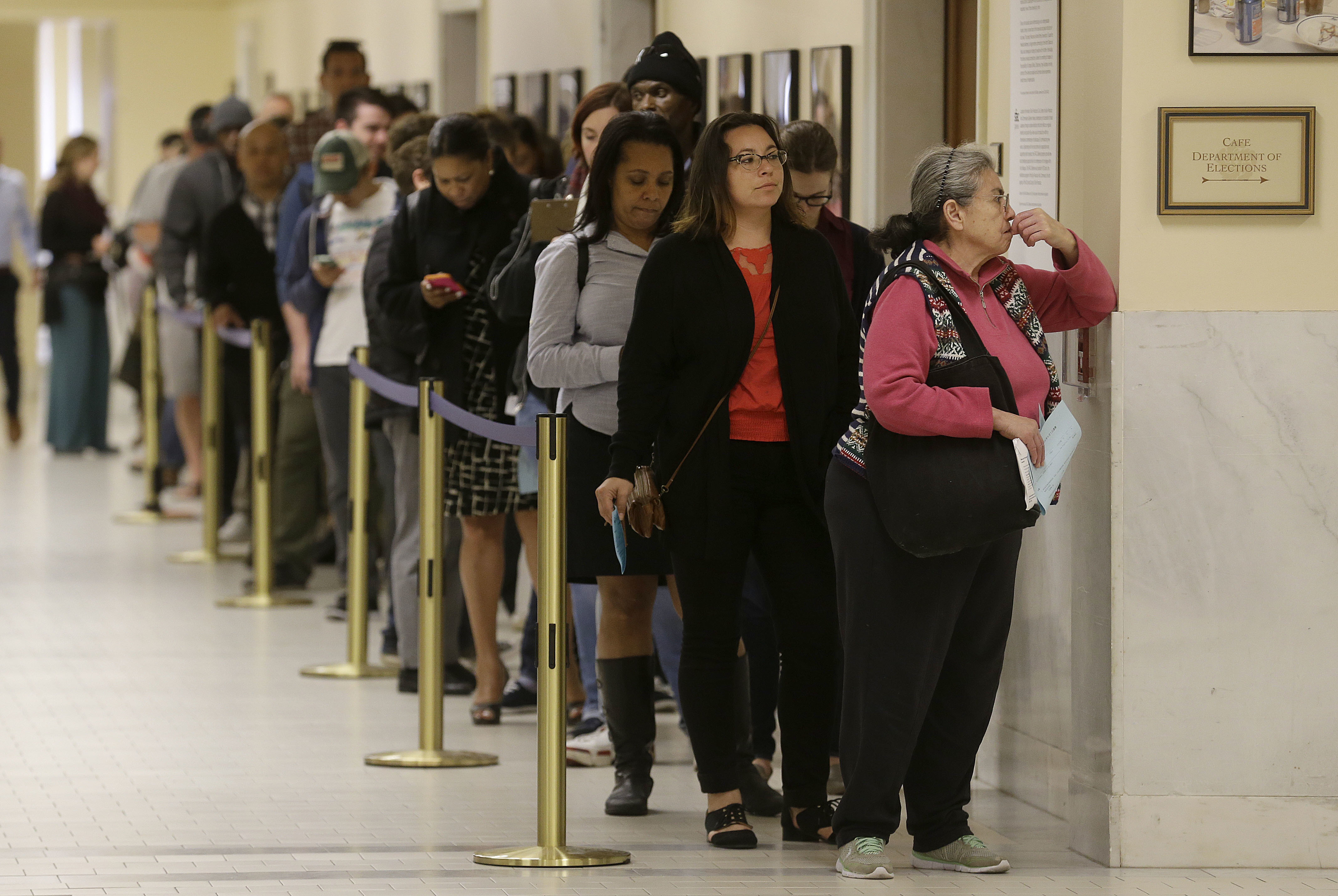 Line of people at voter registration