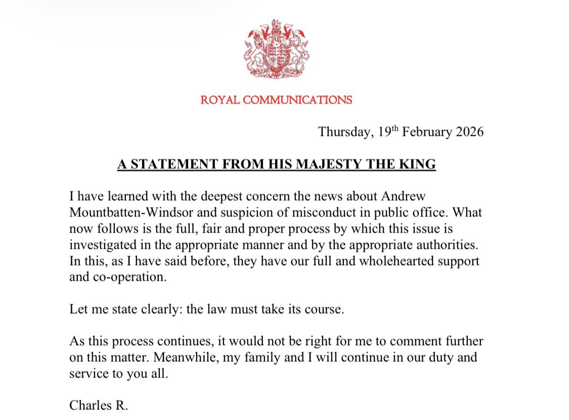 Statement from King Charles III