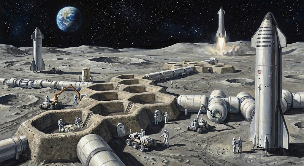 Lunar base Starship